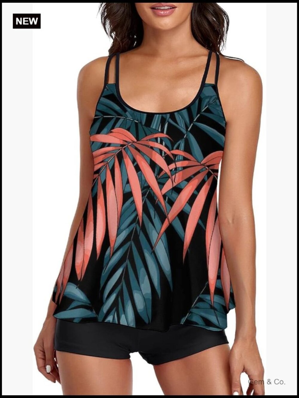 Women Two Piece Tankini Swimsuit Tummy Control Plus Size Long Torso High